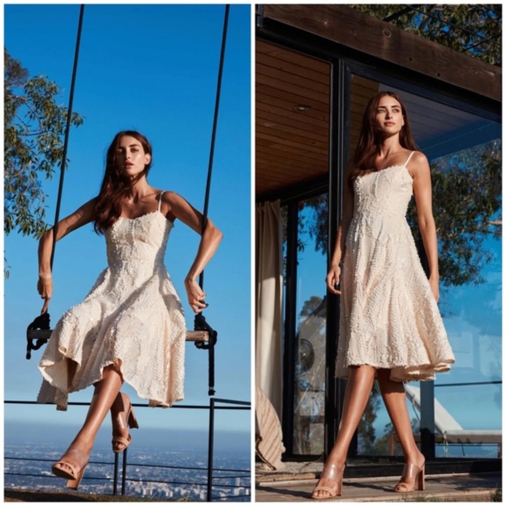 Dress the Population FLORA DRESS - CREAM SMALL